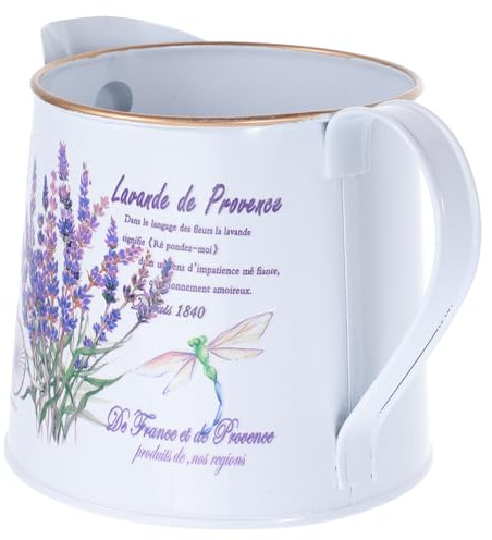 DECORNIJIA Vintage Floral Field Galvanized Watering Can Vase Hand Painted Rustic Metal Jug for Indoor Outdoor Plants Home Garden Decor Creative Artistic Iron Flower Pot
