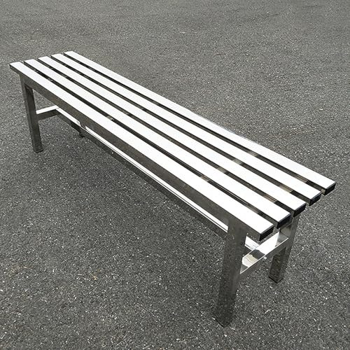 SXKLYRF Banco Jardin Exterior en Acero Inoxidable 304, Bancos Vestuario para Patios, Parques, Cuenta con Asientos de Listones y Soporta hasta 300 kg(120x35x40cm/47x14x16in)