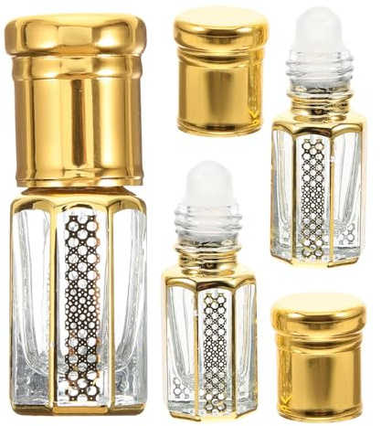 OKUMEYR 3pcs 3ml Small Glass Perfume Bottles Essential Oil Roller Bottles Empty Refillable Containers for Women Travel Massage