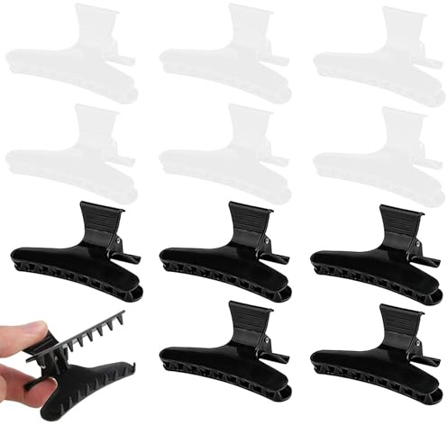 12 Pcs Claw Clips, Butterfly Hairdresser Clamps, Black Salon Clip Barrettes | Hair Claw for Sectioning, Hairdresser Clips Fixed Disorder Hair, Hair Styling Accessories for Women Girls (Black & White)
