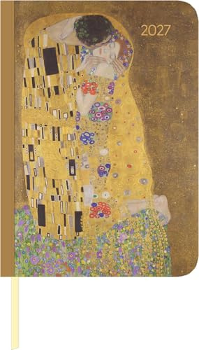 Lady Journal Klimt 2027: Taschenkalender A6 ( 10,7x15,2 cm) - Wochenplaner mit 4-sprachigem Kalendarium, Platz für Notizen, Habit-Tracker & Leseband, für Beruf, Schule & Alltag