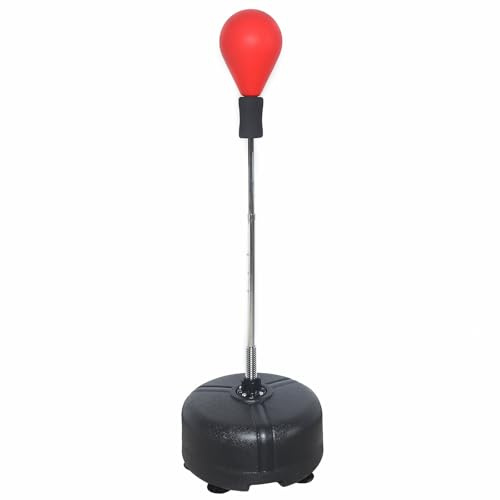 Rot Punchingball Boxstand Standbox Trainer, Höhenverstellbarer 125-157CM 90 °Rückprallwinkel Standboxsack Erwachsene Boxsack Boxing Equipment Fitness Punchingball für Boxen Ausrüstung Fitness