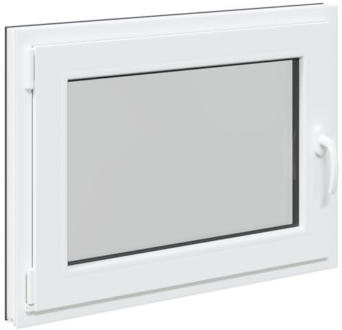 Källarfönster RISOR antracit 80 x 70 cm PVC och glas, modern källarfönsterdesign, hållbar PVC-glaskonstruktion, energieffektiv, värmeisolering, ljudisolering, roterande funktion