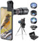 Selvim Handy Objektiv Linse Kit Lens Set 22X Teleobjektiv, 25X Makro Objektiv, 0,62X Weitwinkel, 235° Fischaugenobjektiv für iOS iPhone und meisten Android Smartphone Schwarz