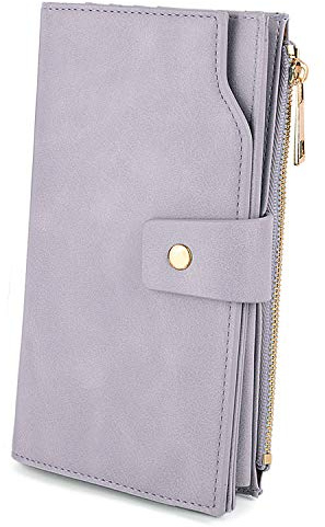 UTO Damen RFID Blockierung PU Leder Geldbörse Kupplung 21 Kartensteckplätze Halter Organizer Damen Geldbörse mit Große Kapazität innere Tasche passt 5,5 '' Handys Lavendel
