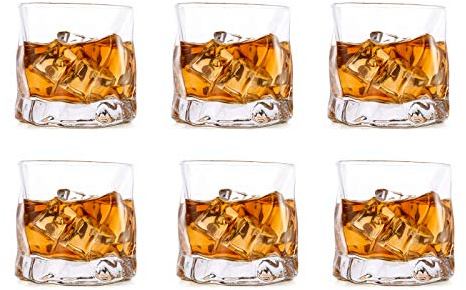 Unregelmäßige Whiskygläser Set Mit 6 Gekippten Falten Scotch Glass 250Ml Modischer Whiskybecher Für Papa, Ehemann, Freunde, Glaswaren Für Bourbon / Rum / Barbecher