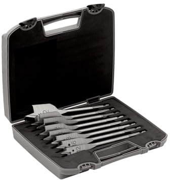 Bahco 8 Piece Flat Bit Set 12-32mm | Wood Drill Bit Kit | Flat bit set with high speed cutting performance and carry case
