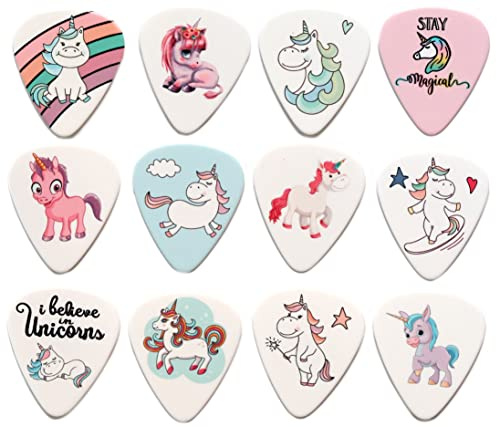 12 Unicorn Guitar Picks Premium Celluloid Plectrums