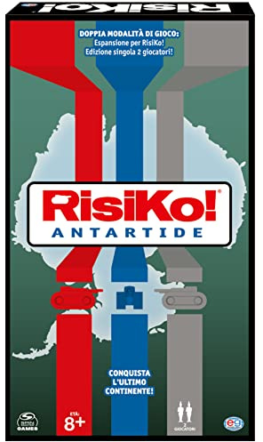 EDITRICE GIOCHI, Risiko! Antartide, Gioco di Strategia, 2 Giochi in Scatola in 1 per Sfide tra Amici e in Famiglia, Giochi da Tavolo per Adulti e Bambini, Espansione di Risiko e Gioco Singolo, 8+ Anni