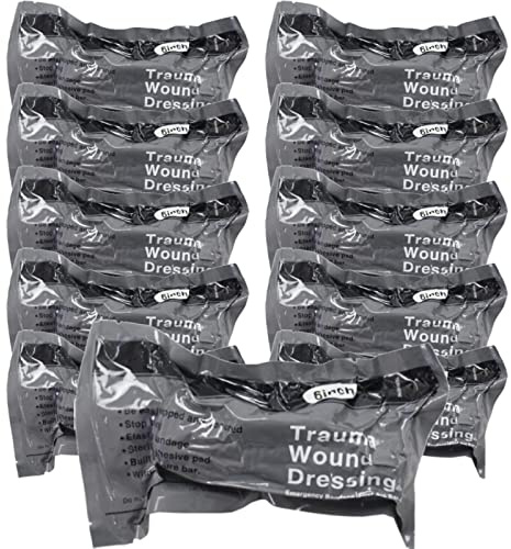 6 Inch Israeli Bandage, Portable Vacuum Sealed, Compression Pressure Dressing Trauma Wound Seal Bandages for Outdoor Battle Combat Tactical Travel Hiking Cycling (10 pcs)