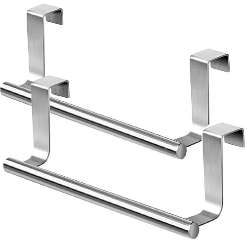 VIRSUS Portasciugamani da Appendere in Acciaio Inox 988, lunghezza 23 cm, Ganci per Anta e Pensili mobili, Porta Strofinaccio Accessori, Supporto a barra per Bagno e Cucina (2)