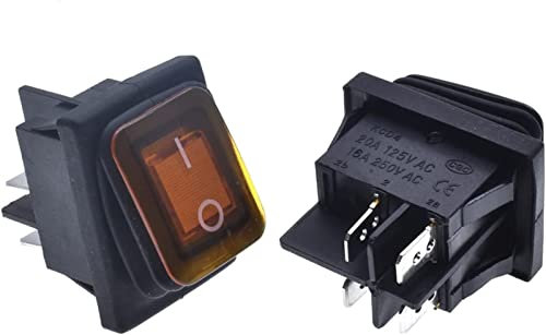 elektronischer Schalter Wippschalter Wasserdichter Wippschalter 16A 20A mit Kontrollleuchte SKPT-Taster 4-polig 37,6 * 28,6 mm Steuernetzschalter (Color : Kcd4yellow, Size : One Size)