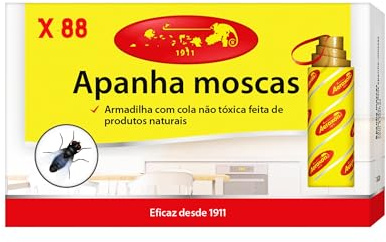 Bricoloco Pack 88 Tiras atrapamoscas - Trampa de Pegamento no tóxica efectiva 8 semanas para el Control de Moscas en Habitaciones