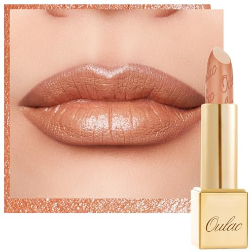 OULAC Rossetto Opaco Finitura Metallica, Matte Rossetti Champagne Glitterato Idratazione e Lucentezza a Lunga Durata per le Labbra, Texture Fine Colore Intenso, 4,3g (GM10) Chicness