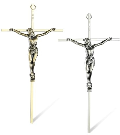 ACHIBANG 2er-Pack Kruzifix Wandkreuz - Gold & Silber katholische Kreuze für Wand, 25,4 cm Jesus Wandkruzifix für Zuhause oder Tür Segen