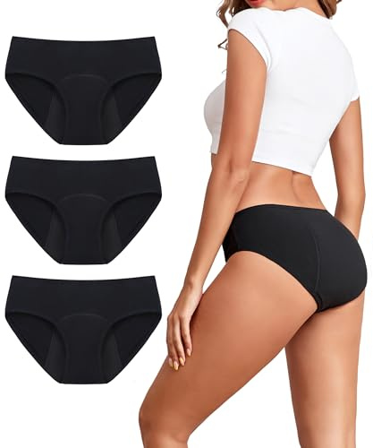 TUTUESTHER Periodenunterschwäsche Starke Blutung 50ML Perioden Unterwäsche Baumwolle Postpartum Underwear Hohe Saugfähigkeit Menstruationsunterwäsche inkontinenz Slip Damen（38，3schwarz）