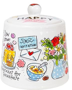 Blond Amsterdam Zuckerdose This makes me happy Herzdeckel – Keramikdose mit Happy-Design – Küchenaccessoire & Geschenkidee