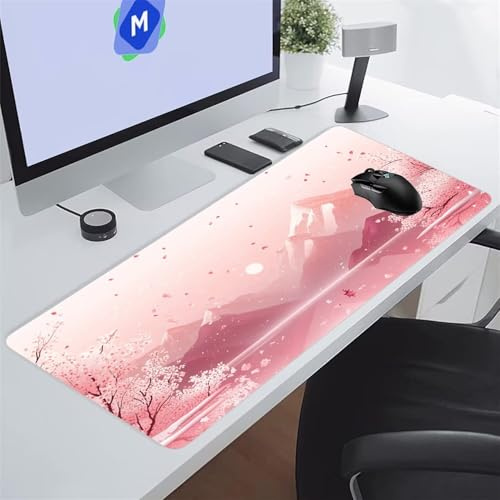 Tappetino Mouse XXL Gaming 1200x600x3 mm Paesaggio Rosa Tappetino per Mouse Grande Cuscinetto per Tastiera Grande da Scrivania Gaming Mousepad Lavabile per Ufficio e casa