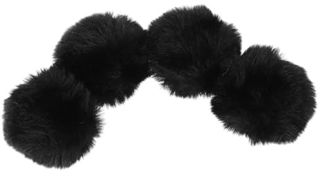 AKOOSY Broche Pompon Noir en Fausse Fourrure 8cm Confortable et Douce pour Décoration de Vêtements et Loisirs Créatifs Diy, Lot de 4 Pièces