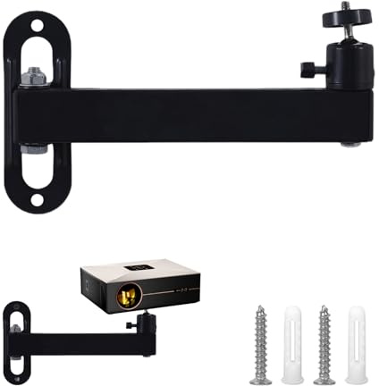 SANLIUBA Video Projector Wall Mount, Adjustable 360° Swivel Wall Mount, Metal Projector Stand with 1/4 Inch Screw Interface for Home Theater, Office, Games Room