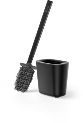 Vileda Scopino WC con Supporto - Setole Fitte Base Antiscivolo Nero | Setole fitte per il sottobordo, supporto con base antiscivolo, plastica robusta, 13x9x45,5 cm, nero