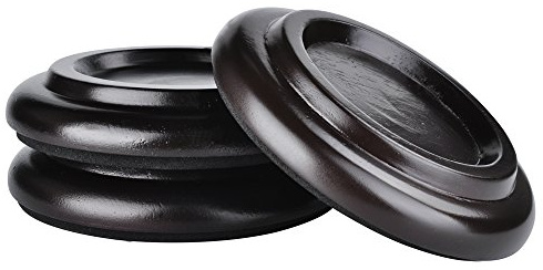 KingPoint Bodenschoner / Untersetzer für Konzertflügel, aus Hartholz, mit Schaumstoff-Stoßdämpfer, erhältlich in 6 Farben, 3-teiliges Set braun