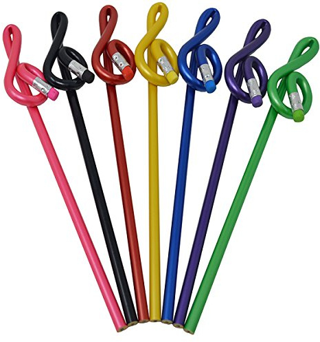 Musik Bleistifte Musiknoten Stifte Musik Violinschlüssel Gebogener Bleistift mit Radiergummi G-Schlüssel Bleistift (7er Pack)