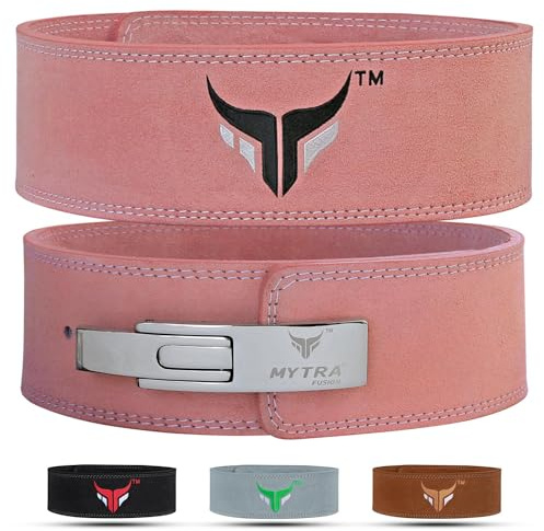 Mytra Fusion gewichthebergürtel 100% Echtes Leder Weightlifting Belt weiße Schnalle, Lifting Belt for Fitnessstudio, Fitness, Training, gewichthebergürtel Herren & Damen Gym Belt