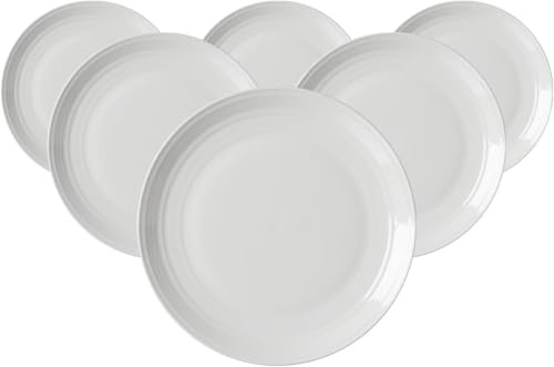 Ritzenhoff & Breker Levi Dessertteller 6er Set, 21 cm, Frühstücksteller mit feinem Rillenrelief, Skandinavisches Design, Porzellan, Weiß