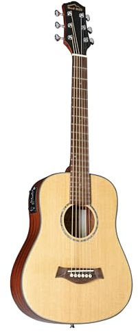 Red Hill Westerngitarre, Akustik-Gitarre für Anfänger und Einsteiger, 3/4 Gitarre, Dreadnought Mini mit Natural Fichtendecke, ideal als Reisegitarre
