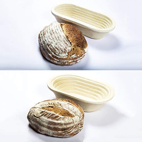 Professional Eco-Friendly 1kg Oval Spiral Pattern & 750g Oval Spiral Pattern Proofing Basket Banneton Brotform Brotformen Bread Making - Heavy Duty - Sustainable Wood Pulp Eco Friendly