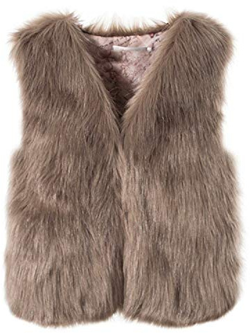 Routefuture Gilet Fausse Fourrure Femme Gilet sans Manche Ample Veste De Fausse Vison Fox Fausse Manteau Court Printemps Automne (marron,M)