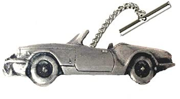 Krawattennadel mit Kette, britisches Oldtimer, Spitfire 1500 ref260, Zinn