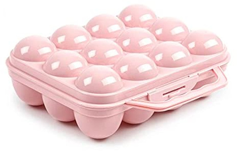 Acan Tradineur - Huevera de plástico con tapadera para Huevos, 12 Espacios para Huevos, Cocina, repostería, Fabricada en España, 7 x 20 x 18,5 cm, Color y Modelo aleatorios