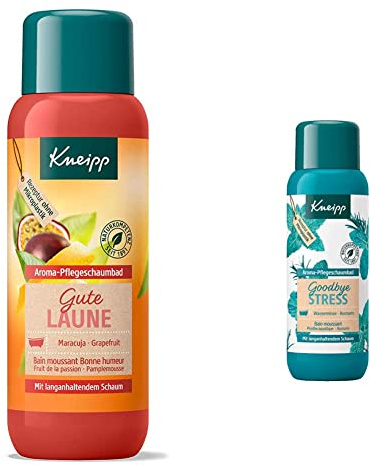 Kneipp Aroma-Pflegeschaumbad Gute Laune, 1er Pack (1 x 400 ml) & Aroma-Pflegeschaumbad Goodbye Stress - Badezusatz mit ätherischen Ölen aus Rosmarin & Wasserminze 400ml