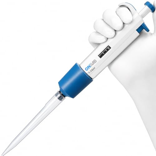 ONiLAB Einkanal-Pipette, verstellbare Mikropipette 1–10 ml | Ergonomisches Design, klares Volumendisplay, einstellbare Volumenkontrolle, präzise Flüssigkeitshandhabung, autoklavierbar