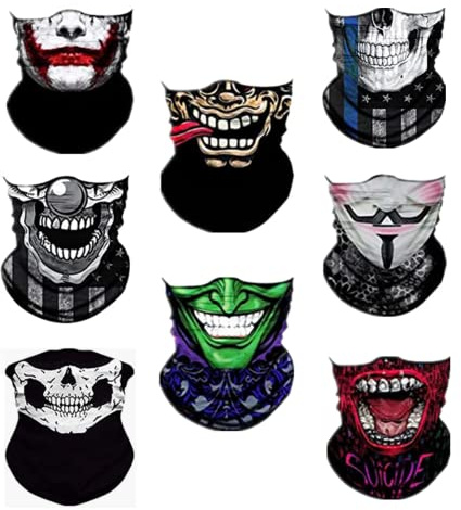 WYSUMMER 4Pcs/8pcs Scarves Bandanas Face Tube Headband, Motorcycle Multi Function Headwear Hat Scarf Neck Warmer Balaclava