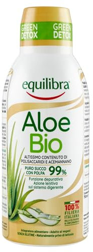 Equilibra Integratori Alimentari, Aloe Bio, Integratore Aloe Vera Puro Succo con Polpa 99%, Aloin Free, 100% Filiera Italiana Biologica, Vegan, Naturalmente Privo di Lattosio, Senza Glutine, 750 ml