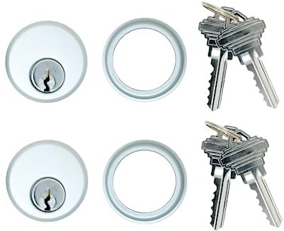 Summit DOORWARE Mortise Cylinder Door Lock Replacement Parts | Adams Rite 4036 Replacement Trim Rings with 4 Keys | High Grade Mortise Lock for Maximum Security | Aluminum Finish