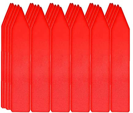 TopHomer 300 etichette in plastica per piante, impermeabili, per piante, giardino, paletti, marcatori per vasi da 10,2 cm, colore: rosso