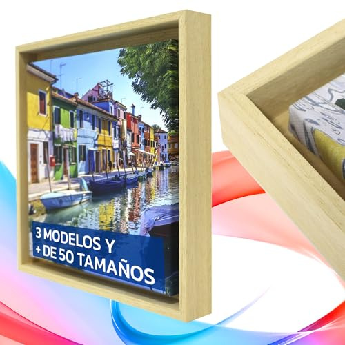 lafabricadelcuadro® Marco flotante o Caja Americana para lienzos, tablas, fotos, azulejos. Cuadro (256 Crudo, 1P-22X14 cm)