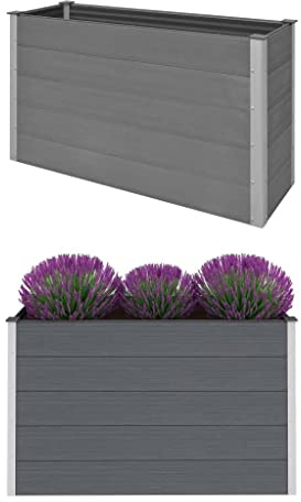 KOIECETA Hochbeet Pflanzkübel Gartenbeet Blumenbeet Pflanzkasten Kräuterbeet Blumenkasten Pflanzkasten Gemüsebeet Pflanzbeet 150 x 50 x 91 cm WPC Grau