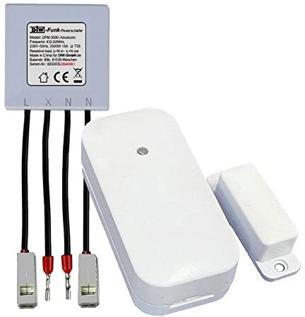 PA-550 DIW-Funk Abluftsteuerung 3500 Watt Power-Modul DPM-3500 zum Einbau hinter Steckdosen + DFM-2000 Fensterkontaktschalter