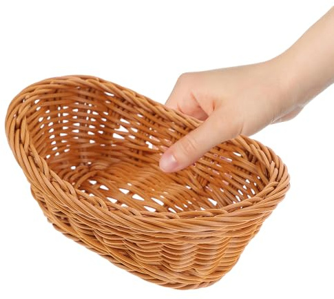 DOITOOL Hand Woven Fruit and Bread Storage Basket Multi-function Snacks Container Detachable Design 19x13x7.5 Cm Sturdy and Wear-resistant for Kitchen and Party Use