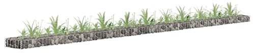 ZEYUAN Gabionen-Hochbeet, Palettenrahmen, Hochteich, Gemüsebeet, Kräuterregal Balkon, Blumenbeet, Kräuterspirale, Tomatenbeet, Pflanzhochbeet, Verzinkter Stahl 450x30x10 cm