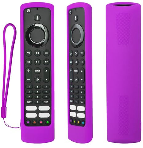 Funda Protectora de Silicona para JVC/Bush/Toshiba/Xiaomi Fire TV Mando a Distancia de Voz, Funda Mando para JVC, Antideslizante, A Prueba de Golpes, Lavable (Morado)