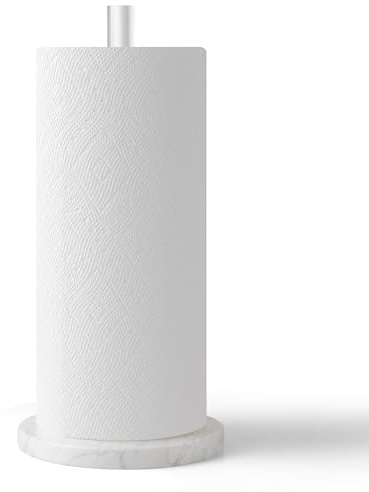 WORHE Küchenrollenpapierhalter, Acryl Marmor,Toilettenpapierhalter, Rollenpapierhalter, Badezimmer, Vertikal, Platzsparend Holder mit Marmorsockel MarbleBase (YGC002)