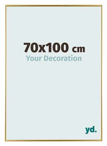 Your Decoration - Bilderrahmen 70x100 cm - Gold - Bilderrahmen aus Kunststoff mit Acrylglas - Antireflex - 70x100 Rahmen - Evry