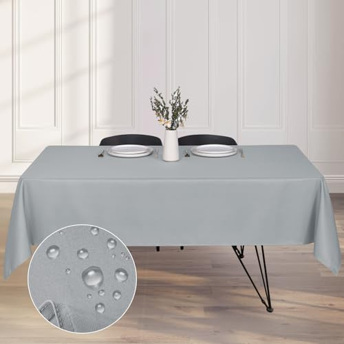 Kapwall Tischdecke Outdoor Abwaschbar 137x160 Grau Gartentischdecke Tischdecken Table Cloth für Outdoor, Garten, Hochzeit,