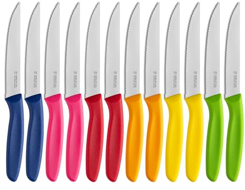 targzier Steakmesser Set 6 teilig, Steakmesser aus Edelstahl mit Wellenschliff, Scharfes Steakbesteck Set, Küchen-Steakbesteck, Geeignet für Restaurants，scharfes Steak Messer Set, Spülmaschinenfest